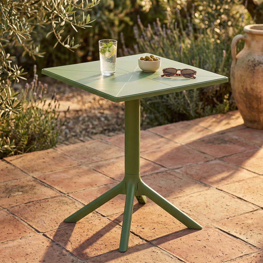 Core Products 2 Seater Moss Green Square Plastic Garden Bistro Table Image 4