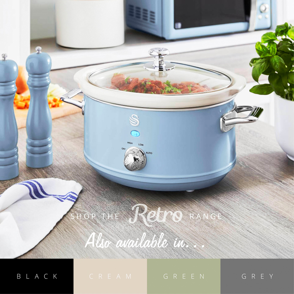 Swan Retro Blue 3.5L Slow Cooker Image 9