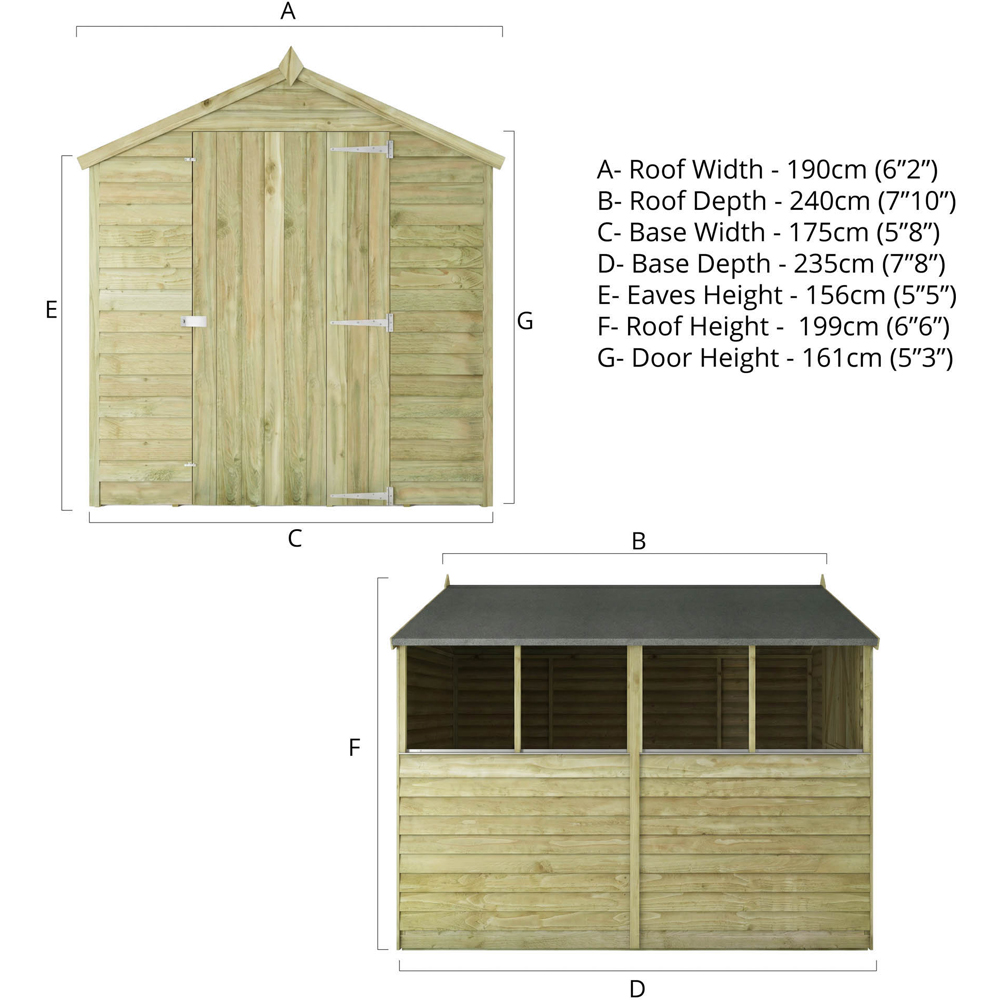 Mercia 8 x 6ft Overlap Apex Shed Image 9