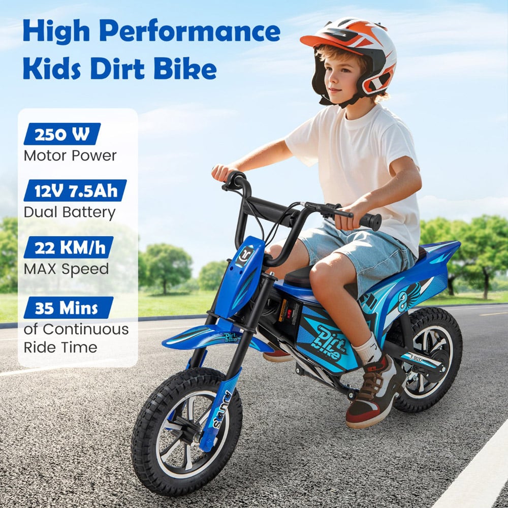 Costway Navy Kids Electric Motorcycle with Pneumatic Tyres Image 6