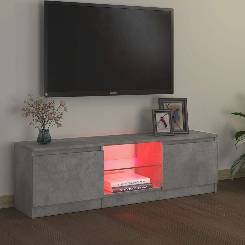 vidaXL 2 Door 2 Shelf Concrete Grey TV Cabinet with LED Lights Image 9