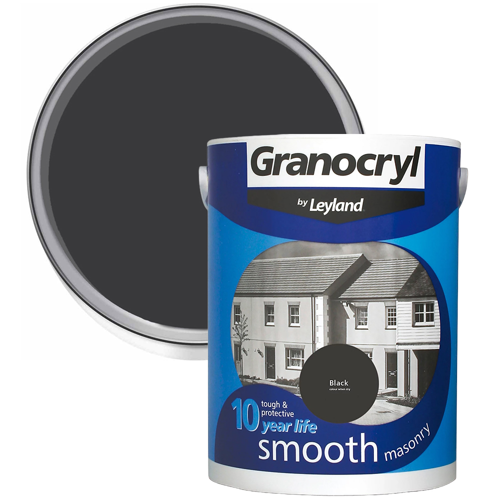 Leyland Granocryl Exterior Walls Black Smooth Masonry Paint 5L Image 1