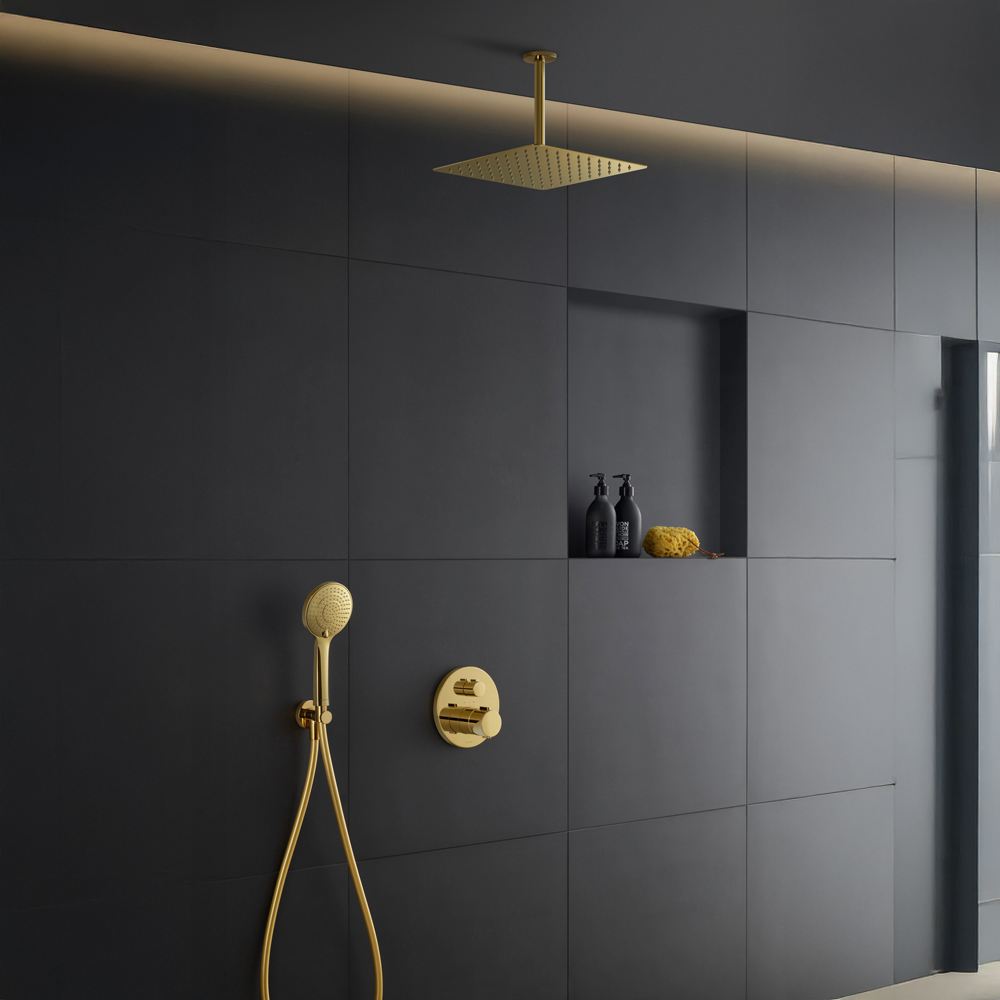 Duravit Polished Gold Ceiling Shower Arm 200mm Image 3