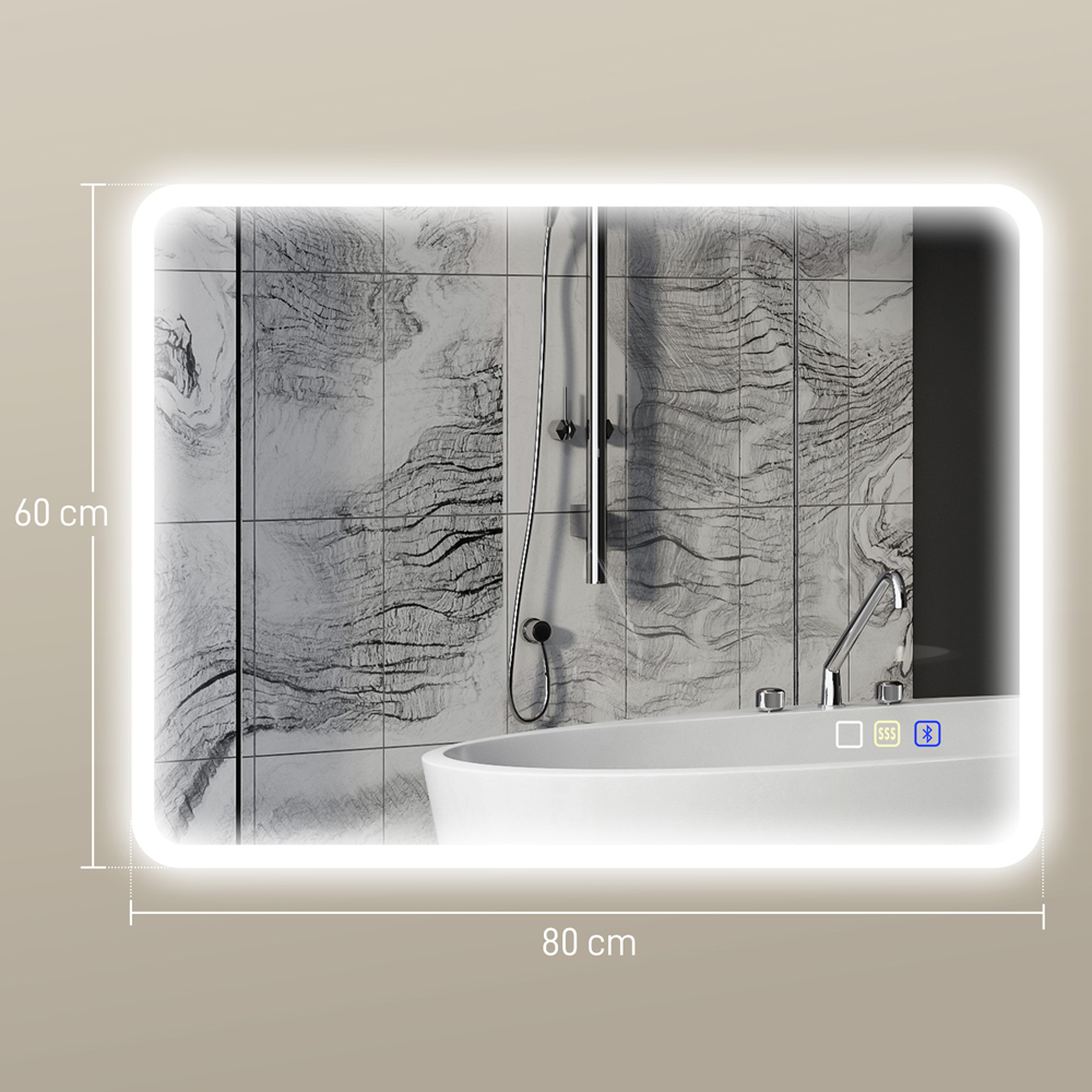 HOMCOM Frameless LED Bathroom Mirror 60 x 80cm Image 9