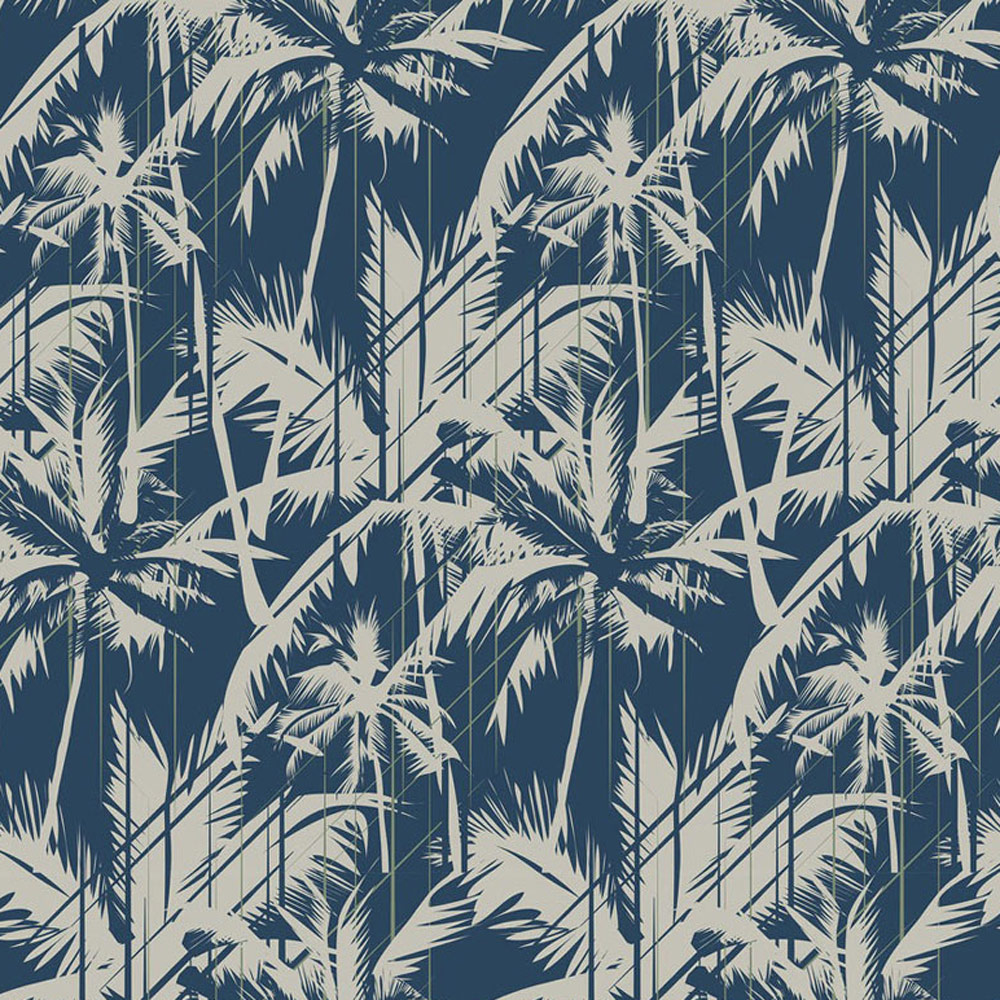 Bobbi Beck Eco Luxury Abstract Palm Tree Blue Wallpaper Image