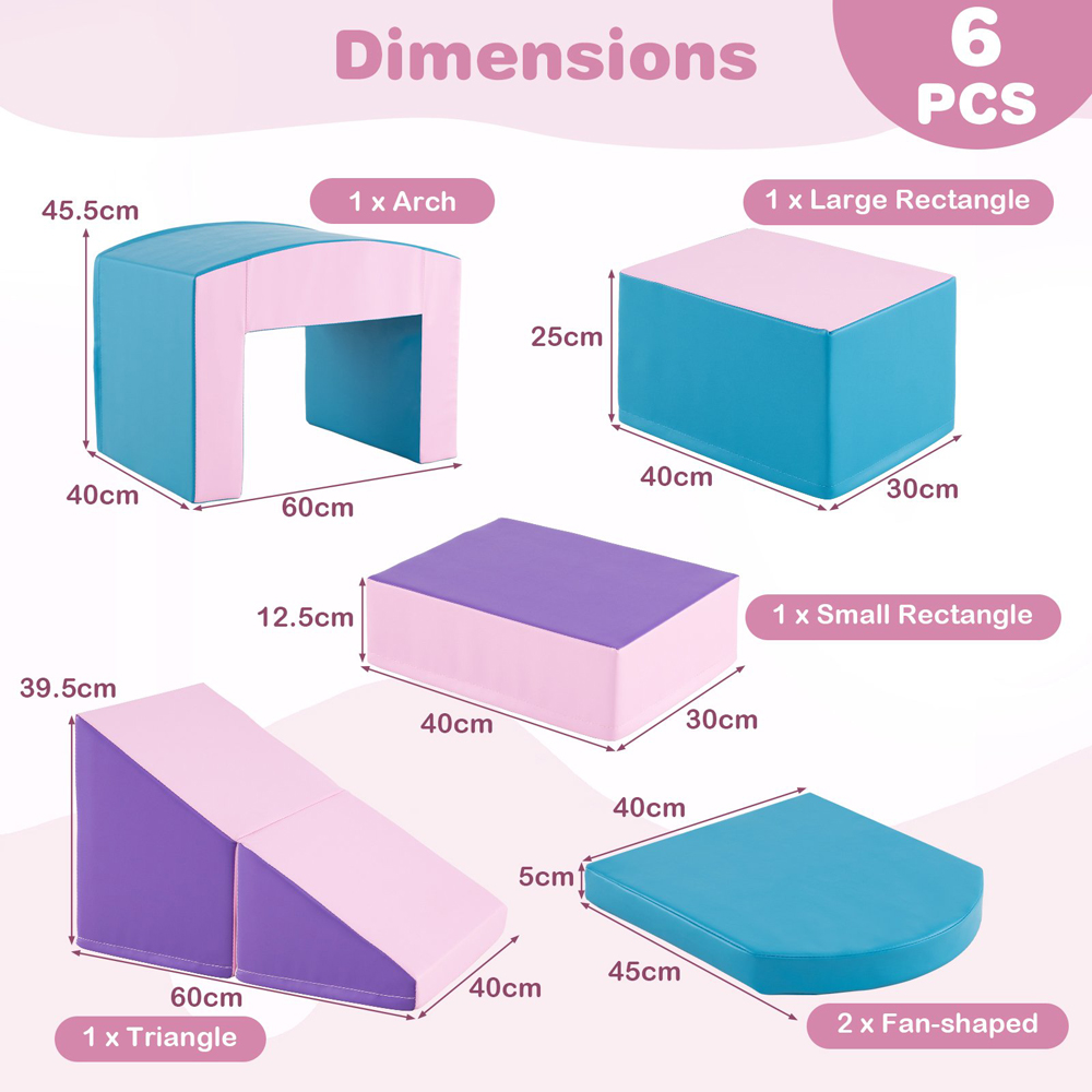 Costway Blue Toddler Foam Climbing Block Set with Tunnel 6 Piece Image 8