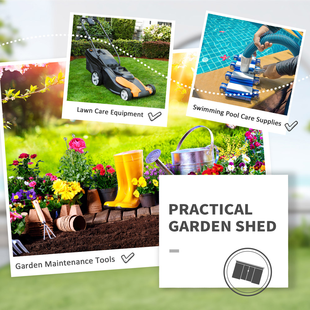 Outsunny 9 x 6ft White Sloped Roof Garden Storage Shed Image 5