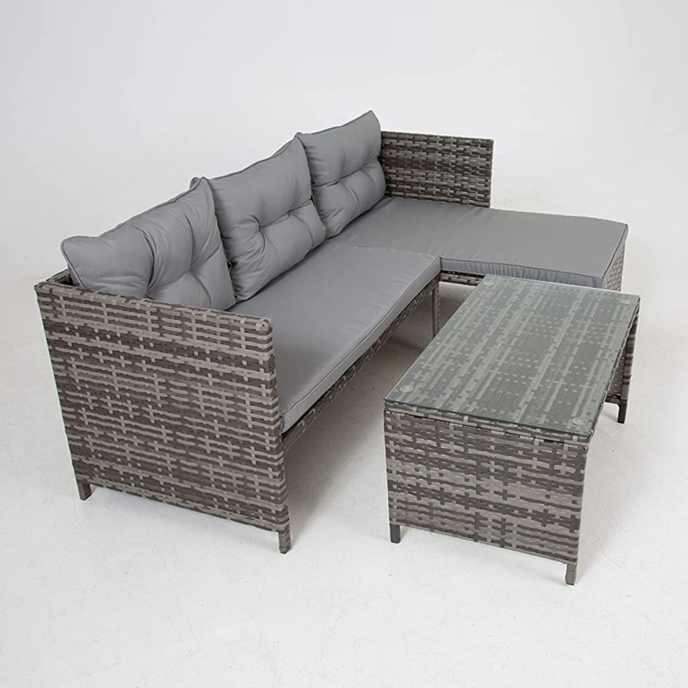 Outdoor Living Riverside 3 Seater Grey Rattan Corner Sofa Set Image 4