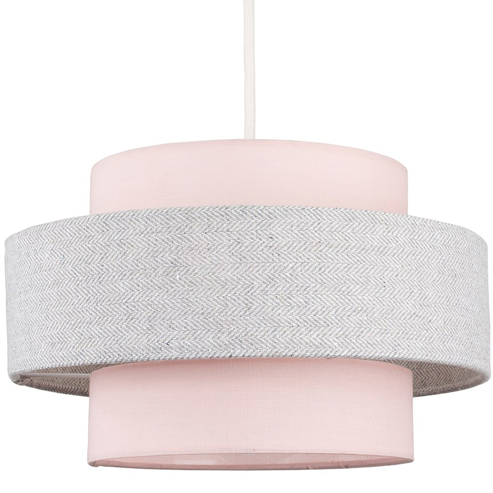 ValueLights Weaver Pink and Grey Herringbone Ceiling Lamp Shade Image 1