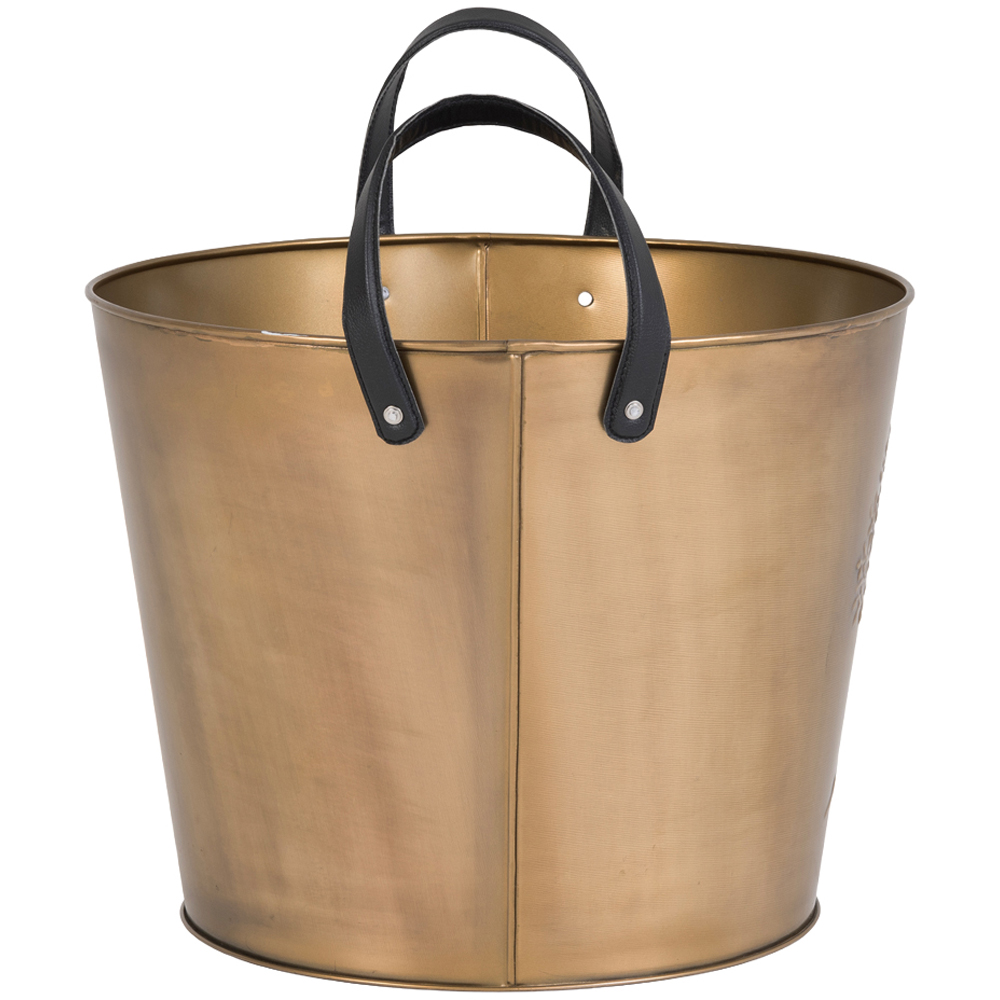 Charles Bentley Snug Mulberry Large Antique Gold Leather Handled Log Bucket Image 4