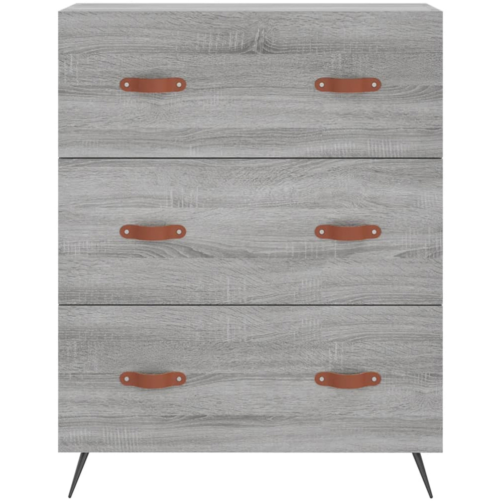 vidaXL 3 Drawer Grey Sonoma Wooden Chest of Drawers Image 4