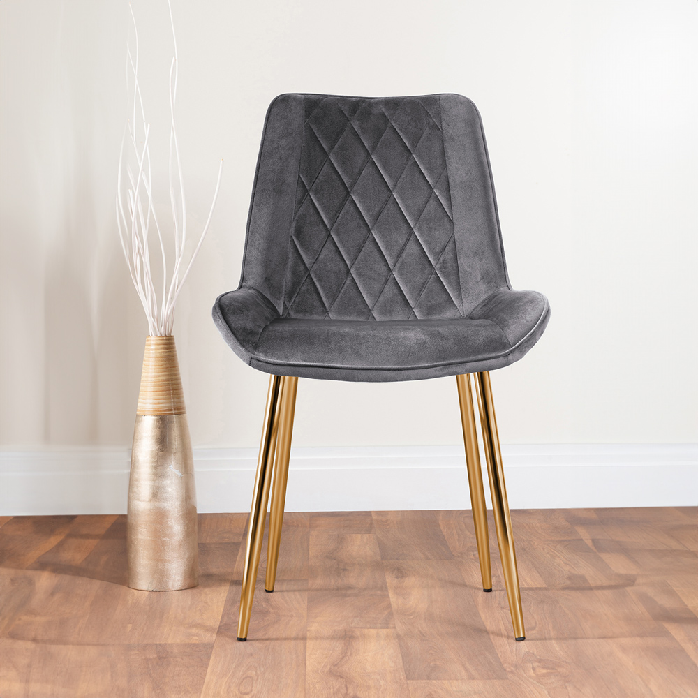 Furniturebox Copeland Cesano Marble Effect 6 Seater Dining Set White Grey and Gold Image 4