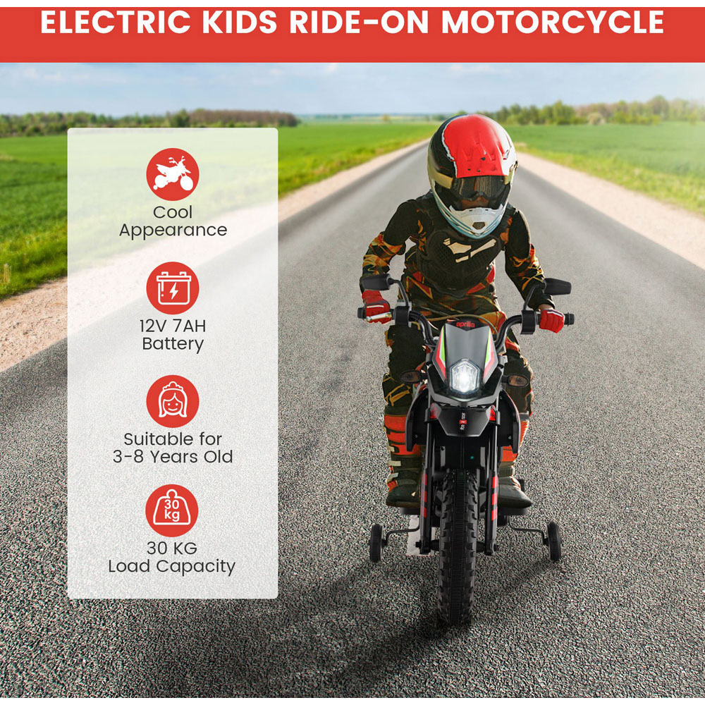 Costway Red Battery Powered Toddler Motorbike with Music Image 4