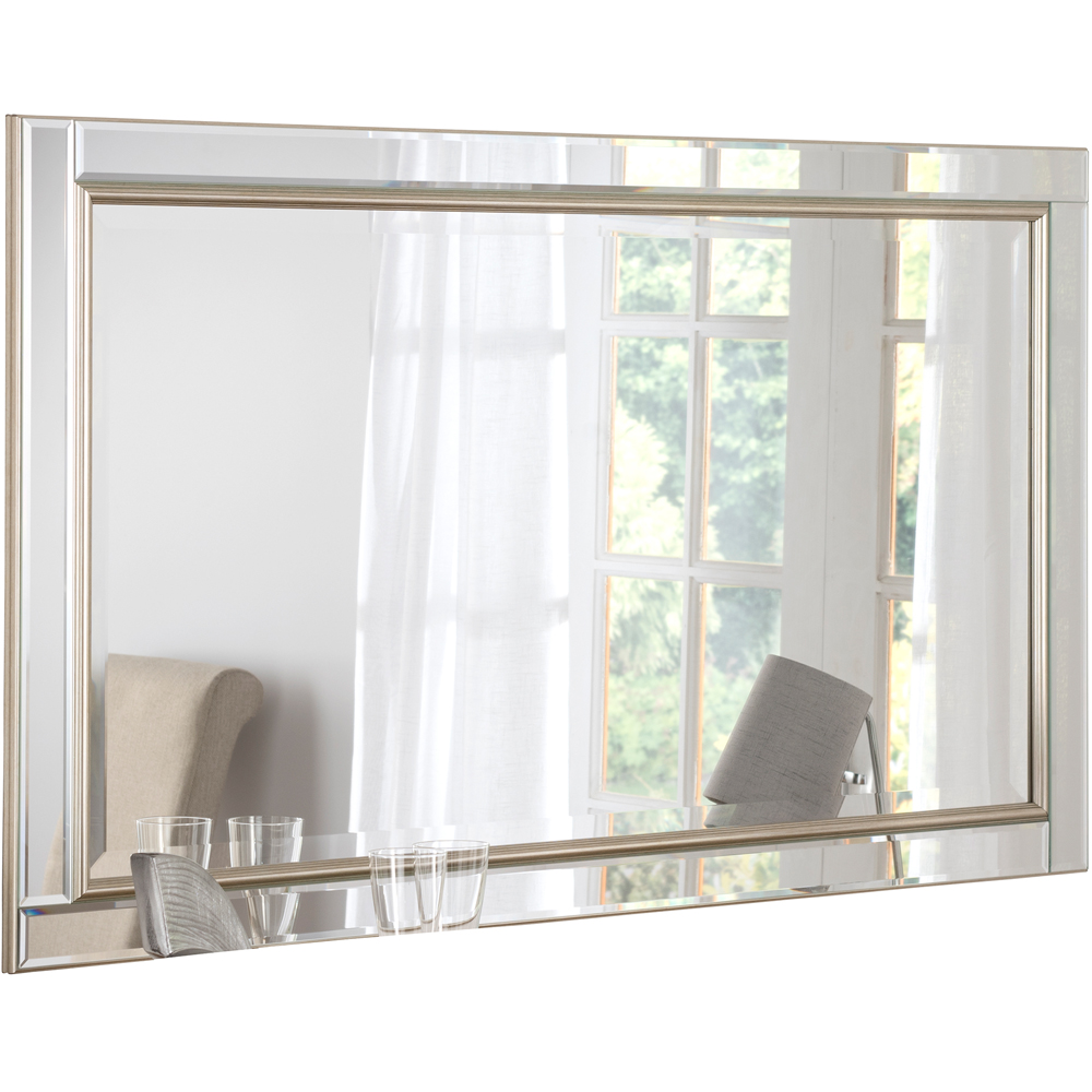 Yearn Timeless Warm Silver Large Bevelled Wall Mirror 106 x 75cm Image 3