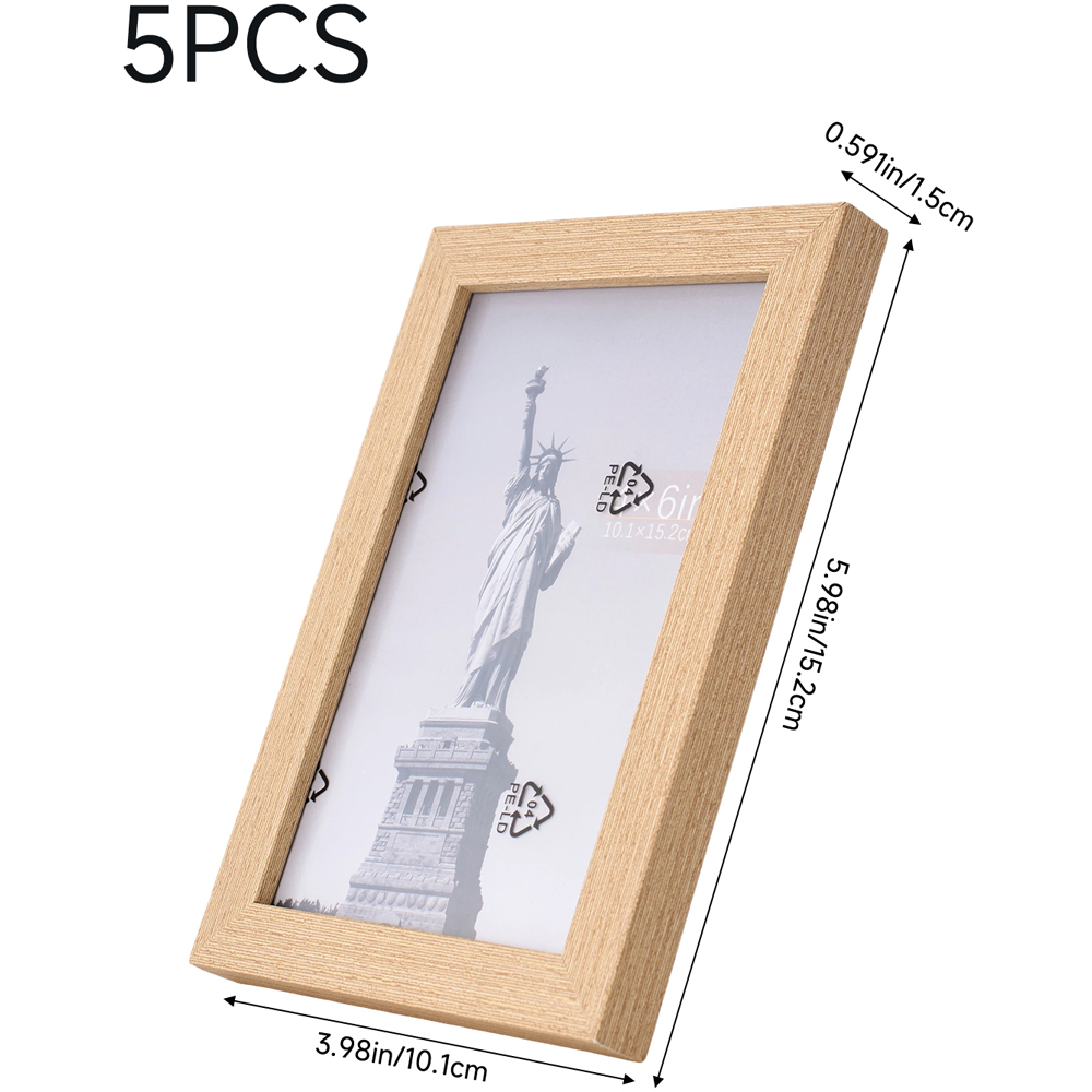 Living and Home Natural Wood Grain Photo Frame 4 x 6 inch 5 Pack Image 8