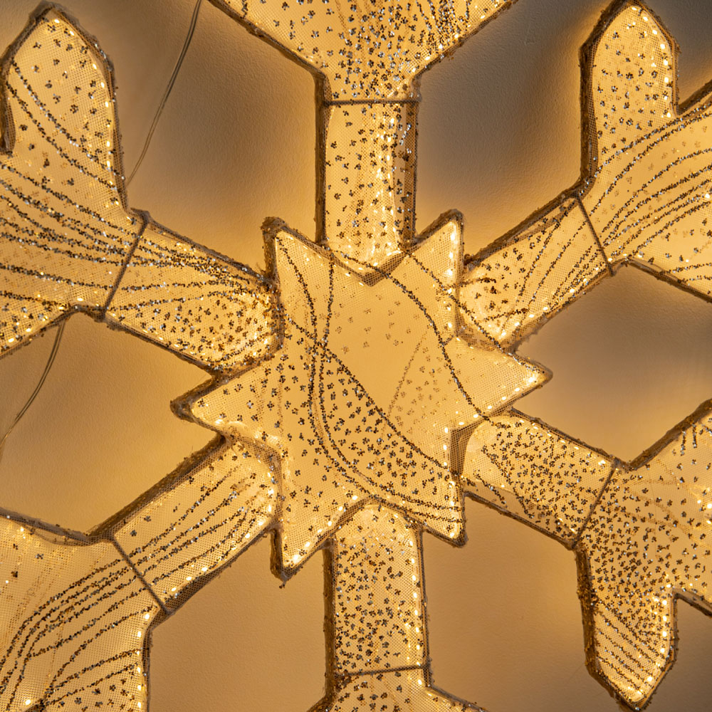 Samuel Alexander 604 Warm White LED Light-Up Gold Christmas Snowflake 60cm Image 6