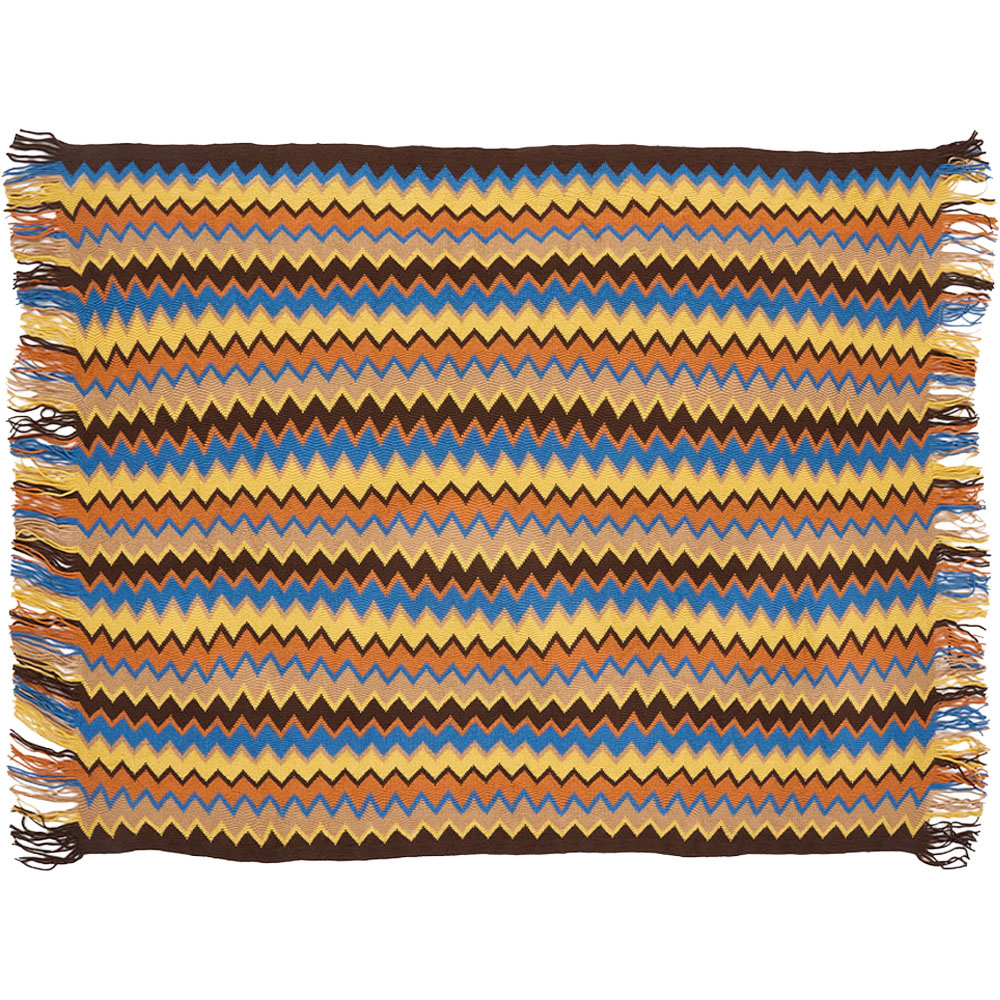 Living and Home Bohemian Brown Wave Sofa Throw Blanket with Tassels 170 x 127cm Image 1