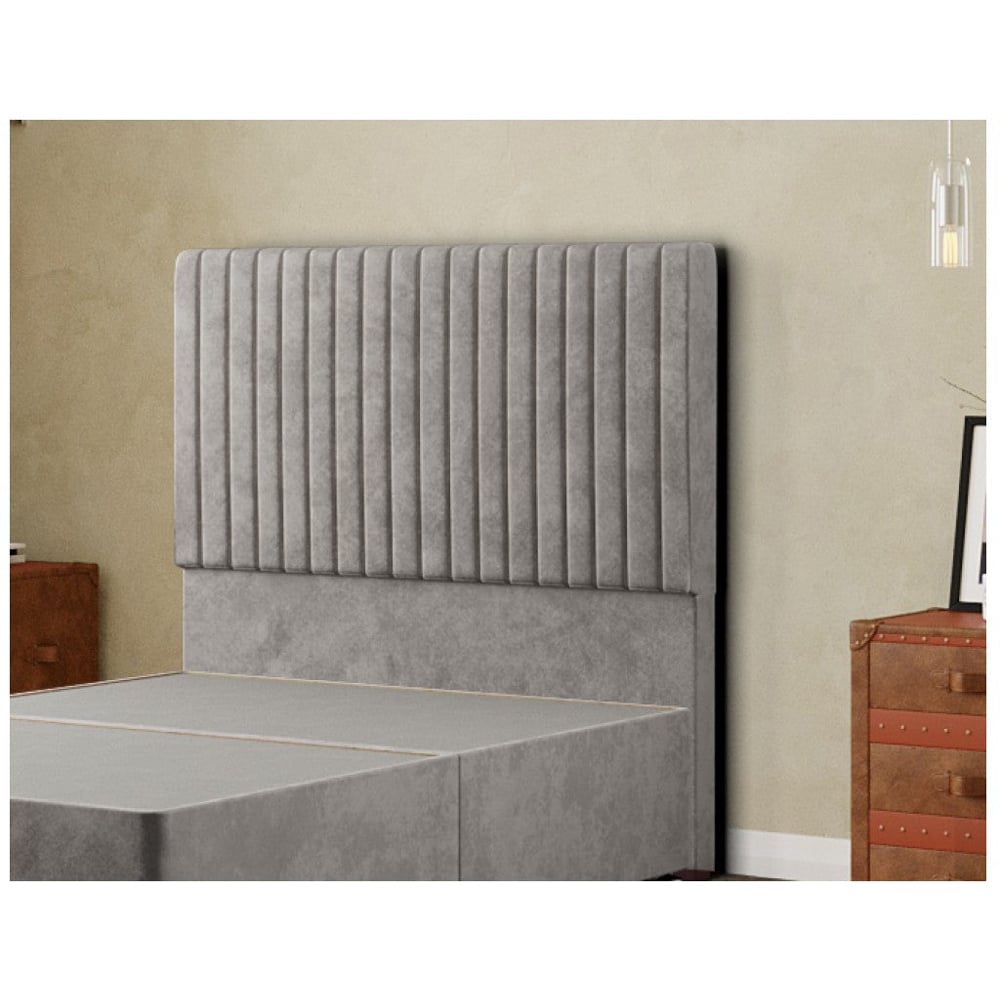 Eleganza Maryland Small Double Silver Plush Floor Standing Headboard Image 3
