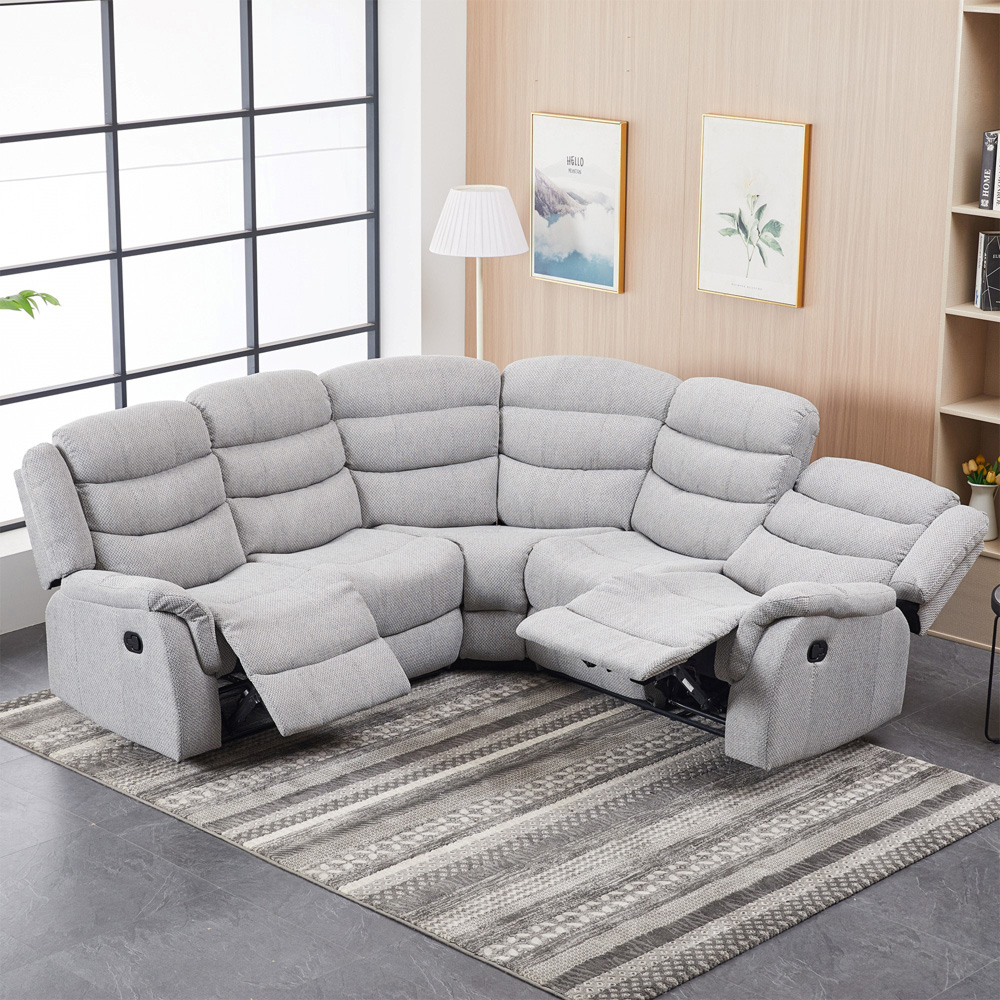 Artemis Home Loudon 5 Seater Dark Grey Textured Fabric Corner Manual Recliner Sofa Image 3