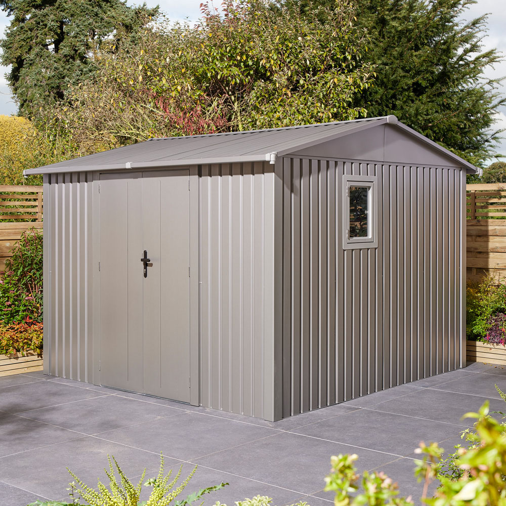 Rowlinson 10 x 10ft Grey Brentvale Premium Apex Metal Garden Shed Image 2