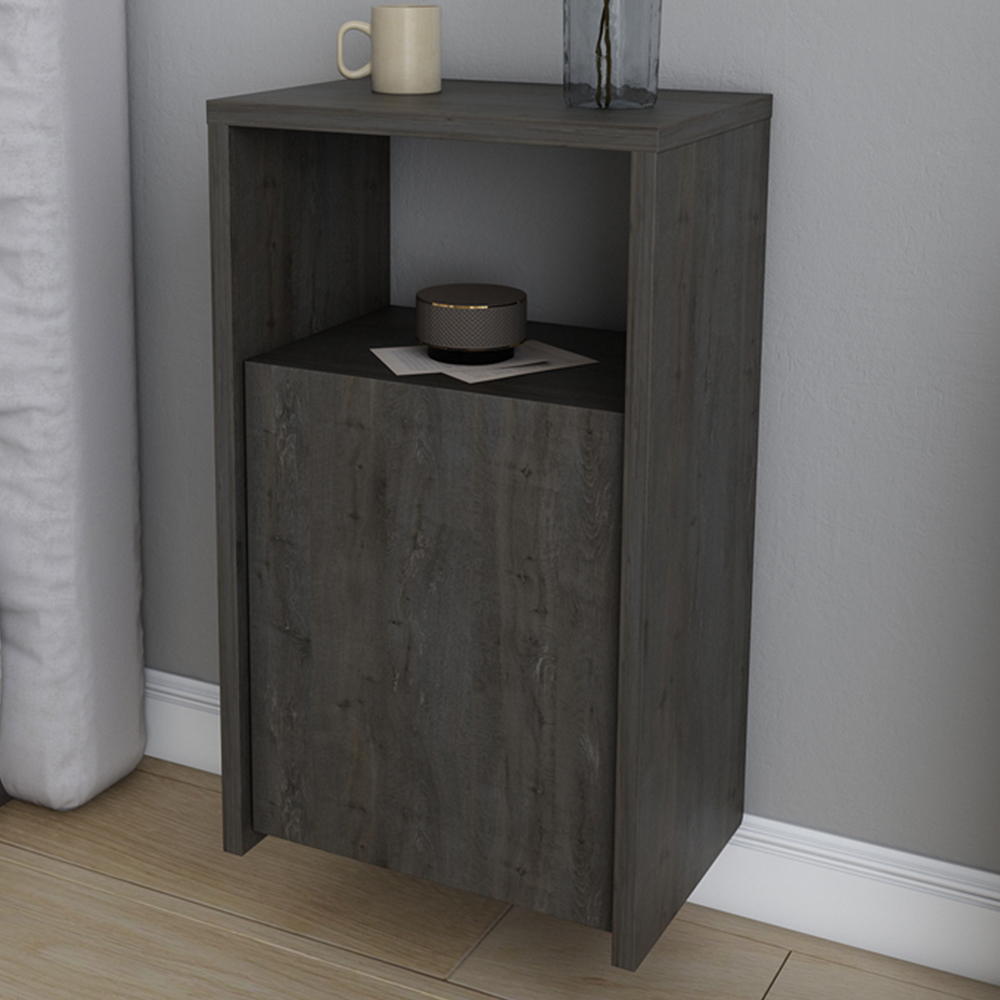 Decorotika Carlin Single Door Single Shelf Wenge Bedside Table Image 1