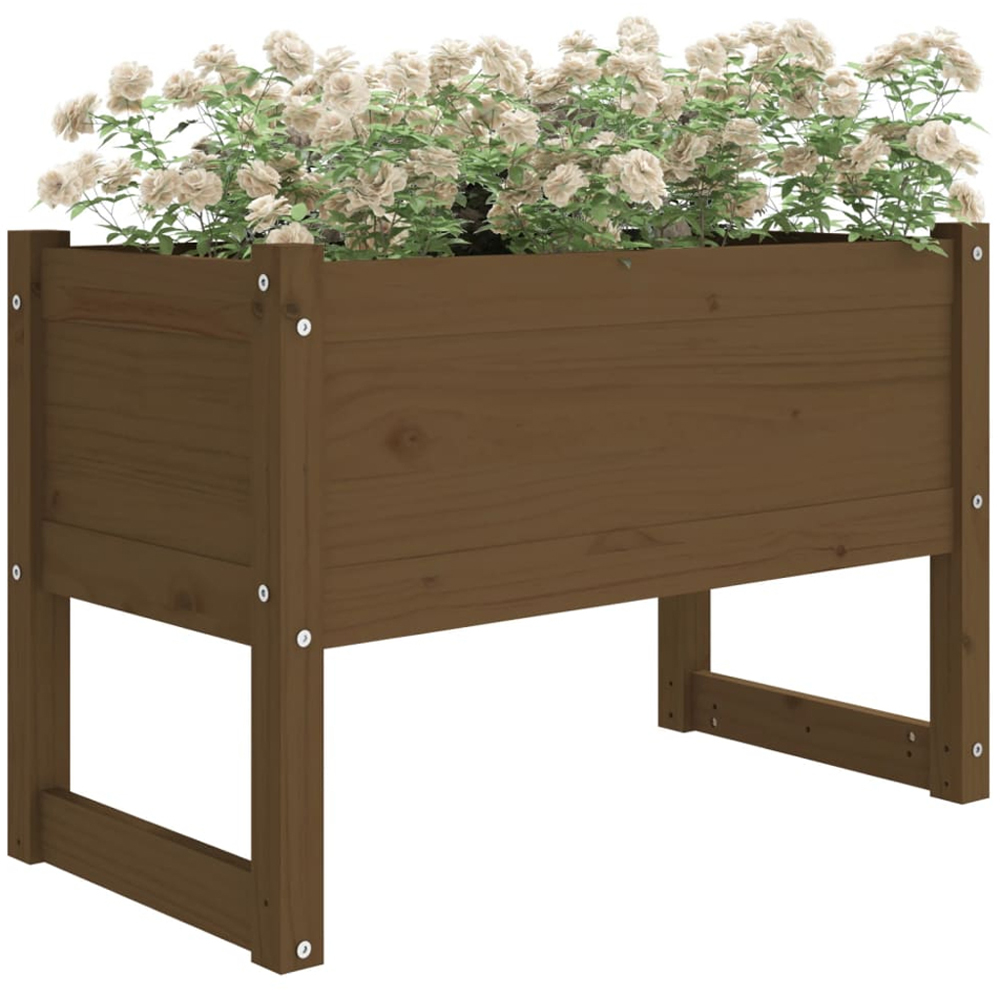 vidaXL Honey Brown Solid Pine Wood Garden Planter 78 x 40 x 52cm Image 2