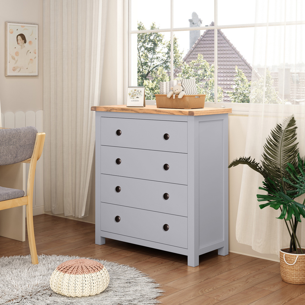 Mirano 4 Drawer Grey Chest of Drawers with Brass Knob and Legs Image 8