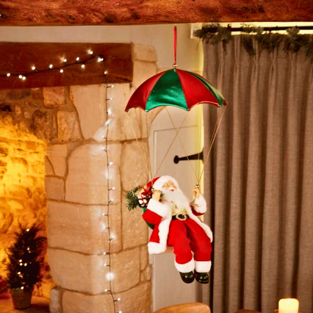 Samuel Alexander Parachuting Santa Hanging Christmas Decoration 60cm Image 2