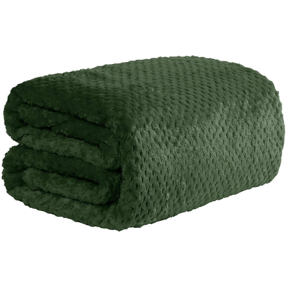 Dreamscene Luxury Forest Green Honeycomb Mink Waffle Throw 150 x 125cm Image 1