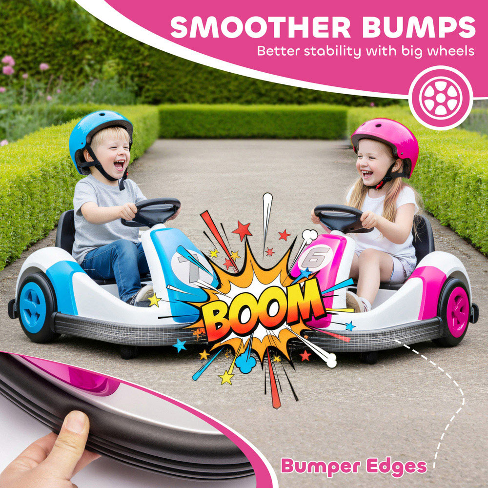 Tommy Toys Kids Pink 360 Degree Rotating Ride On Bumper Car with Safety Belt Image 6