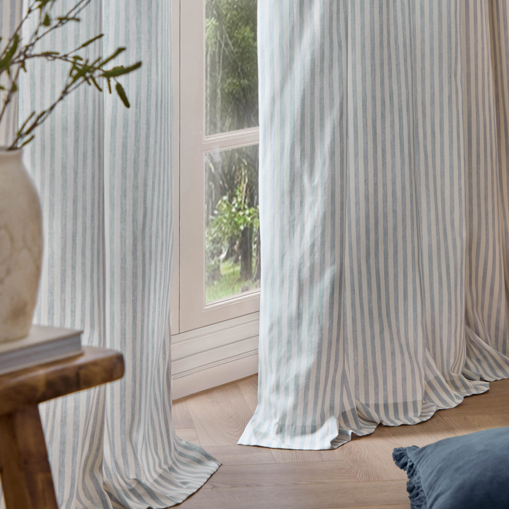 Yard Hebden Mineral Blue Cotton Blackout Eyelet Curtains 117 x 137cm Image 4