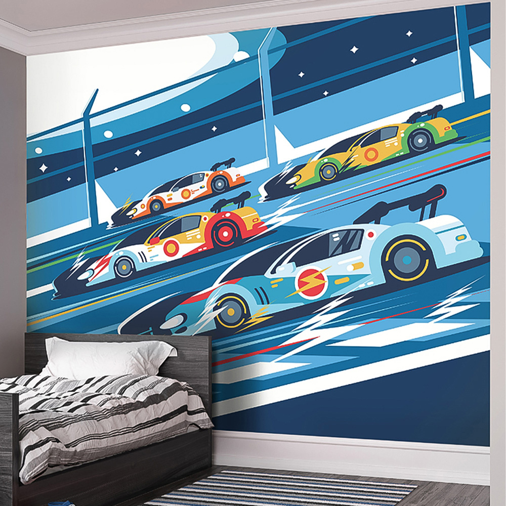 Origin Murals Sports Cars Blue Wall Mural Image 1