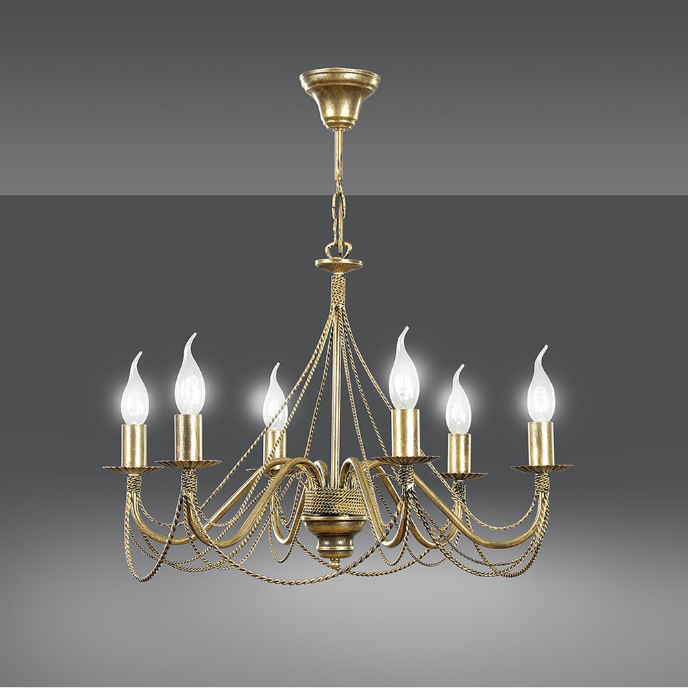 Emibig Tori 6 Light Gold Chandelier E14 Ceiling Pendant Light Image 3