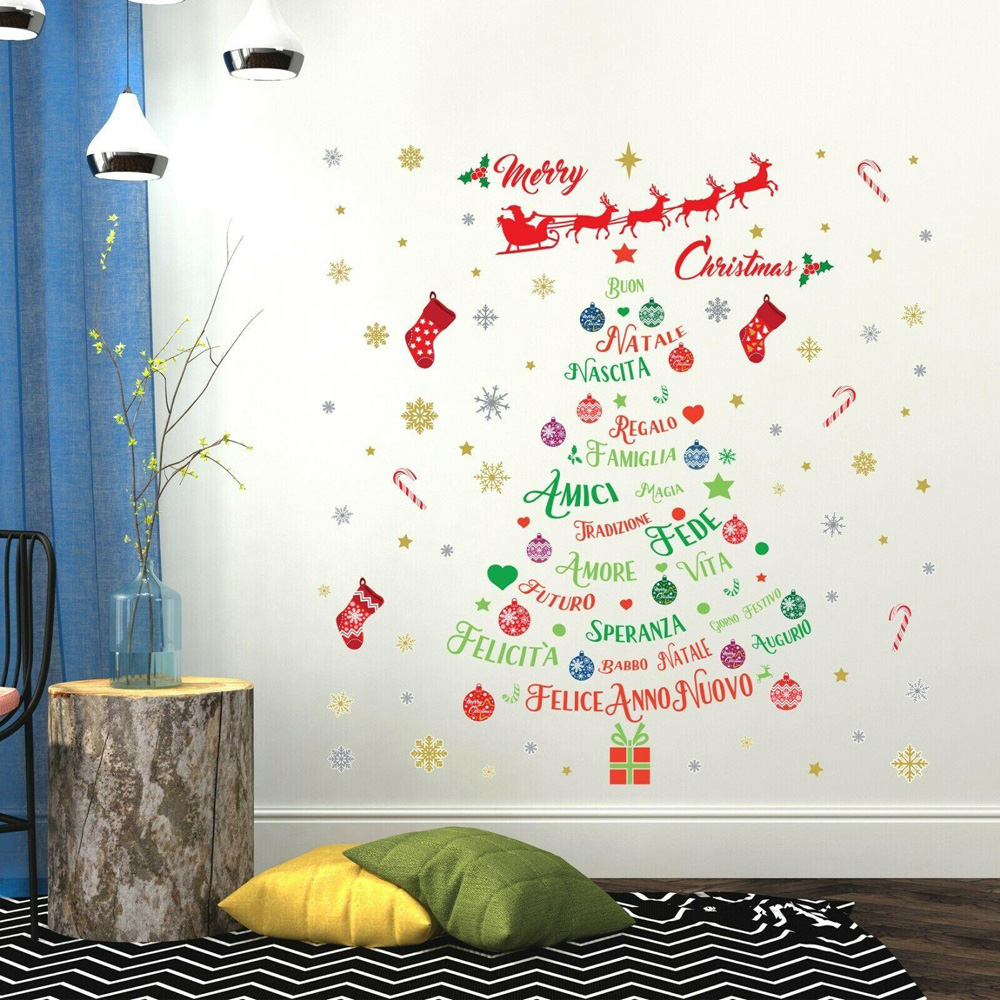 Walplus Italian Quotes Christmas Tree and Decorations Self Adhesive Wall Sticker Image 1