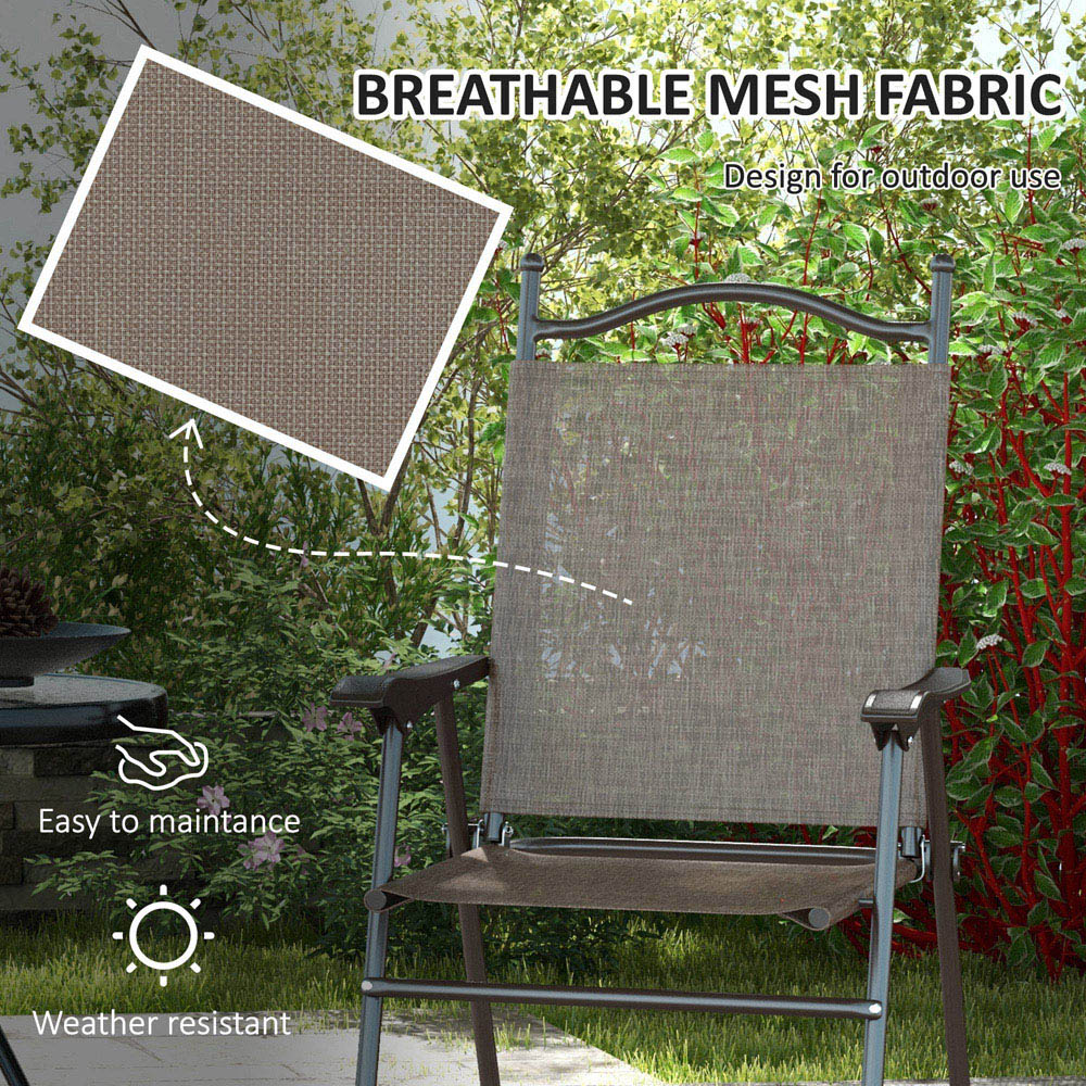 Outsunny Set of 2 Mixed Brown Folding Garden Chair Image 8