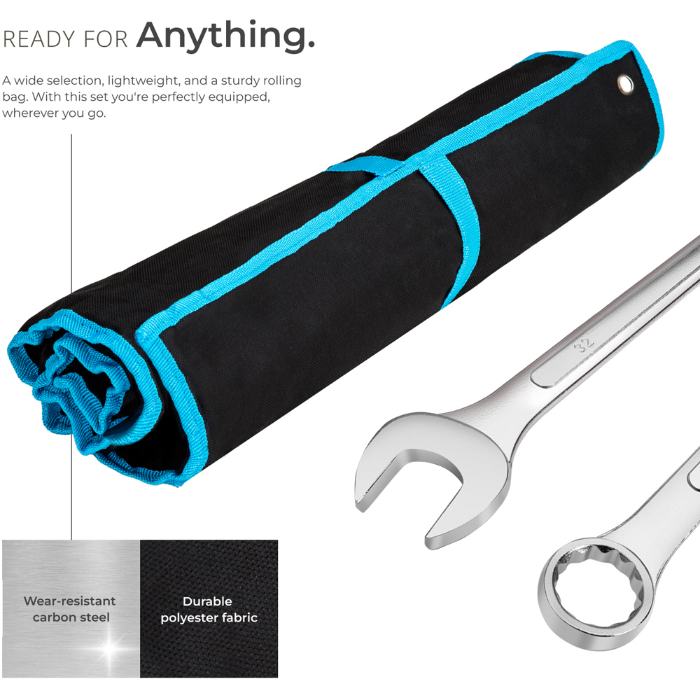 tectake 25 Piece Black and Blue Extensive Selection Spanner Set Image 3