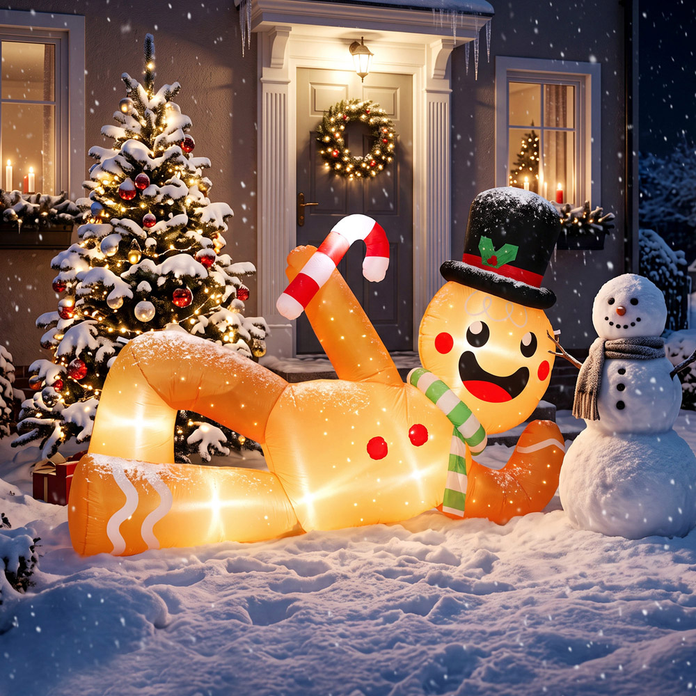 Outsunny 18 LED Gingerbread Inflatable Outdoor Christmas Decoration 10ft Image 4
