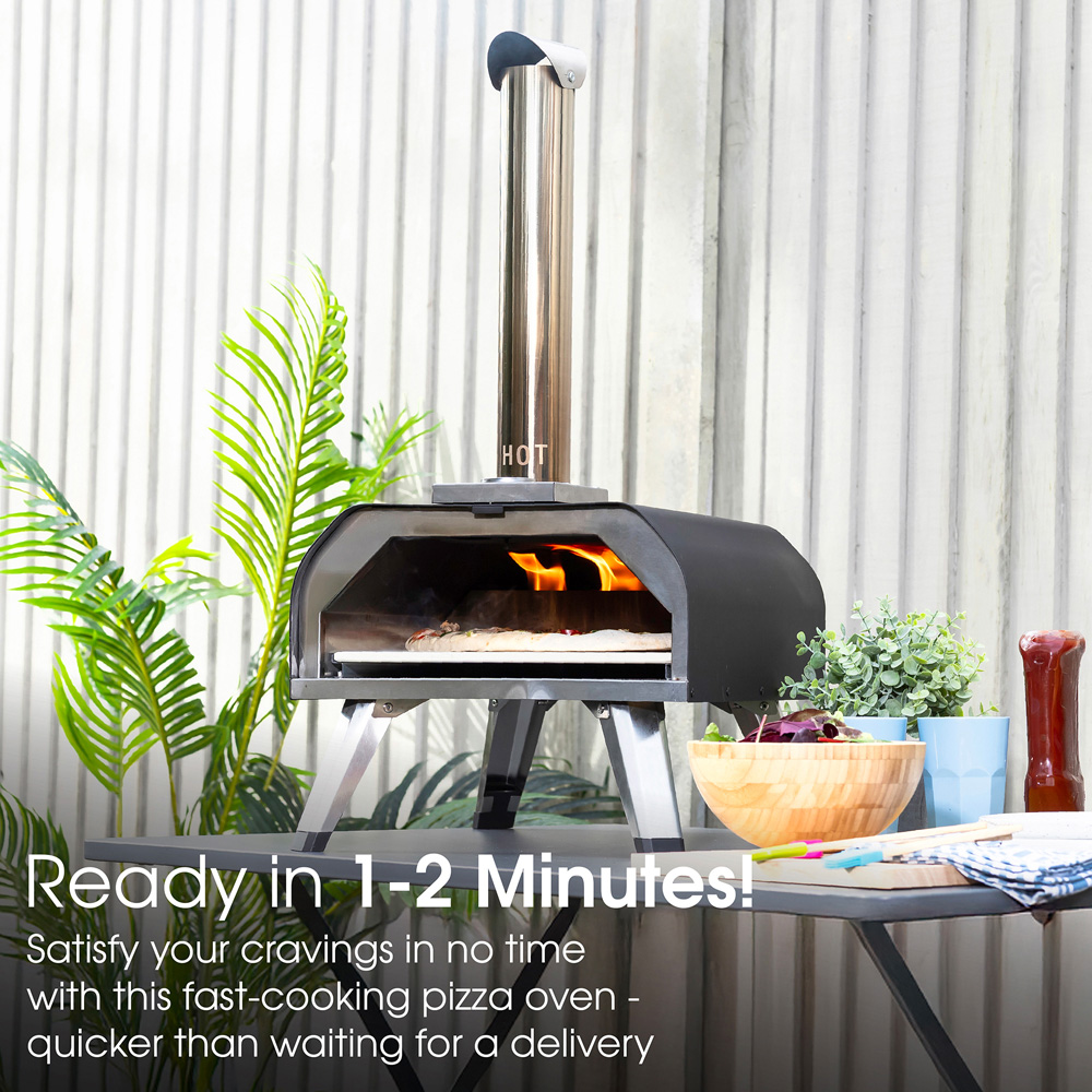 Abode Black 13 inch Wood Pellet Outdoor Pizza Oven with Paddle and Carry Bag Image 5