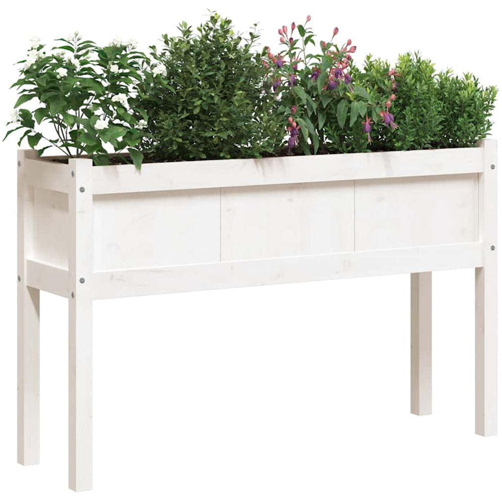 vidaXL White Solid Pine Wood Garden Planter 110 x 31 x 70cm 2 Pack Image 2