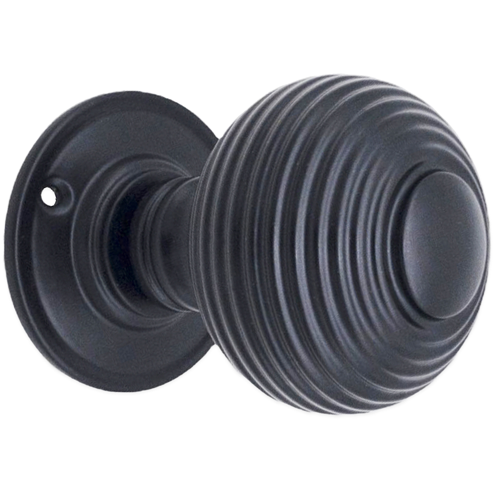 Spira Brass Matt Black Beehive Large 60mm Mortice Door Knob 2 Pack Image 3