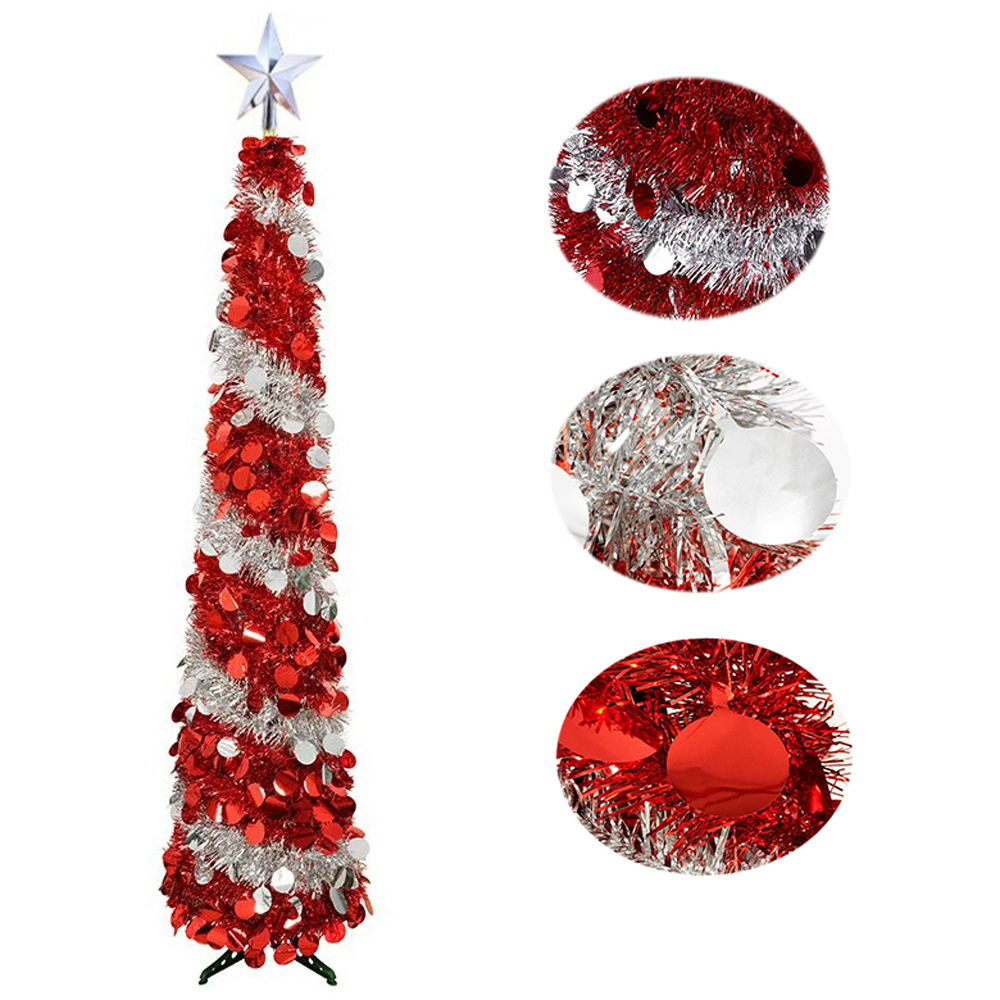 AMOS Warm White LED Red and White Spiral Telescopic Artificial Tree 5ft Image 3