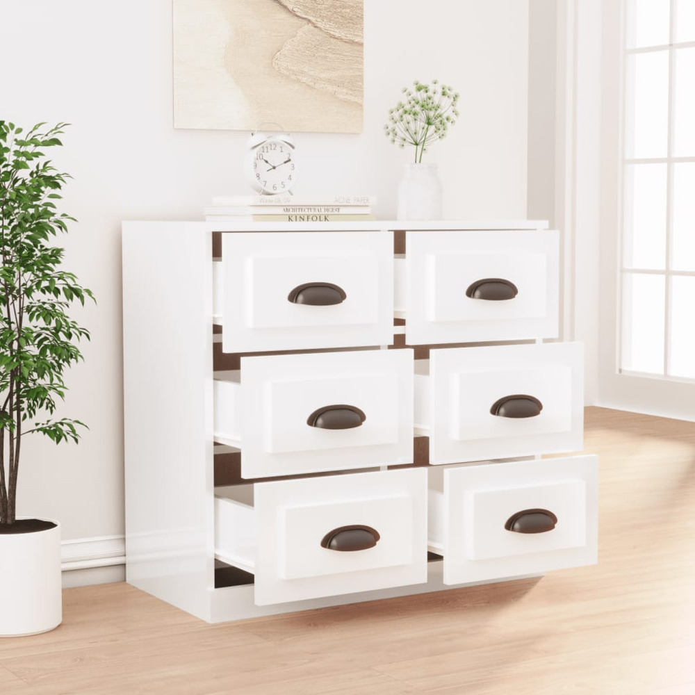 vidaXL 6 Drawer High Gloss White Sideboard Image 8