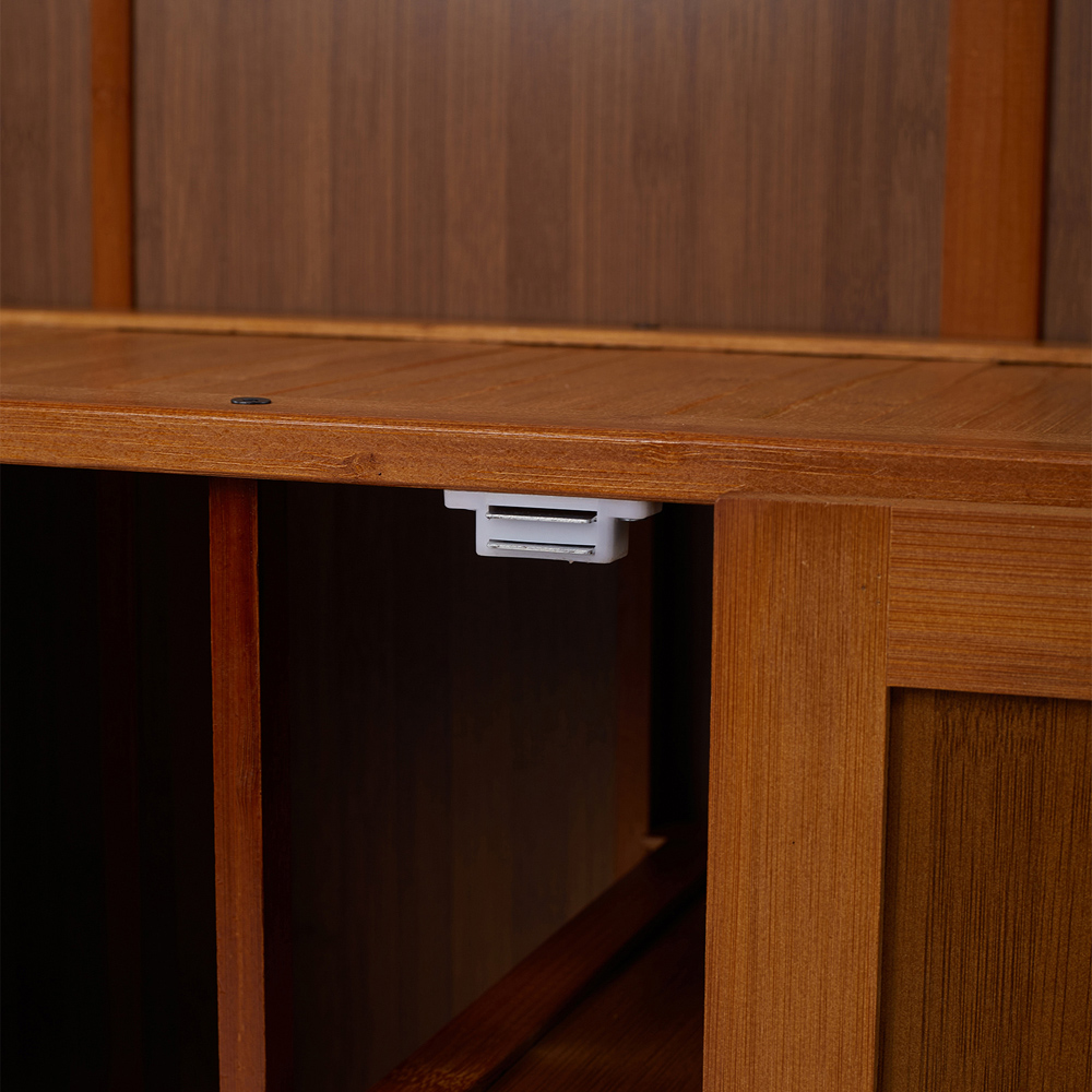 Living and Home 4 Door Dark Brown Bamboo Shoe Cabinet Image 6