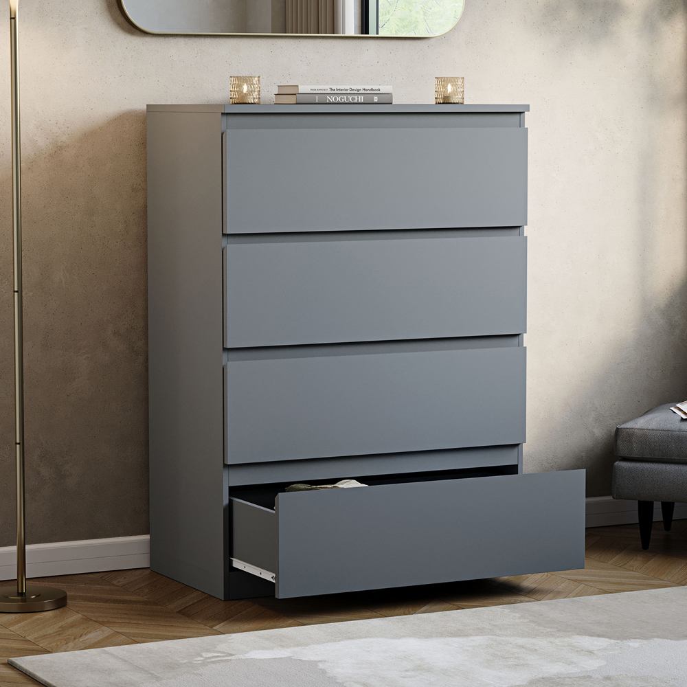 VIDA DESIGNS Denver 4 Drawer Grey Chest of Drawers