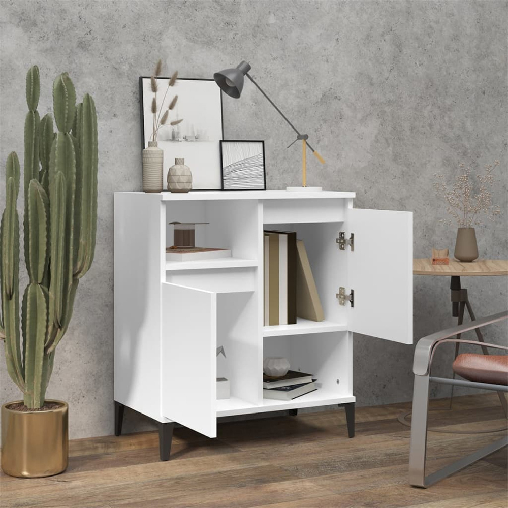 vidaXL 2 Door 2 Shelf White Sideboard Image 3