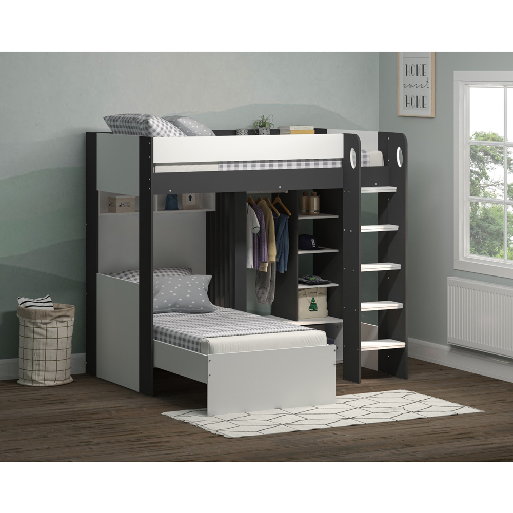 Flair Hampton White and Grey Wooden Bunk Bed Image 4