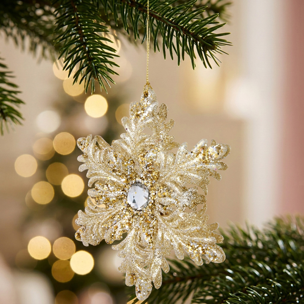 Glitter Snowflake Hanging Decoration Image 2