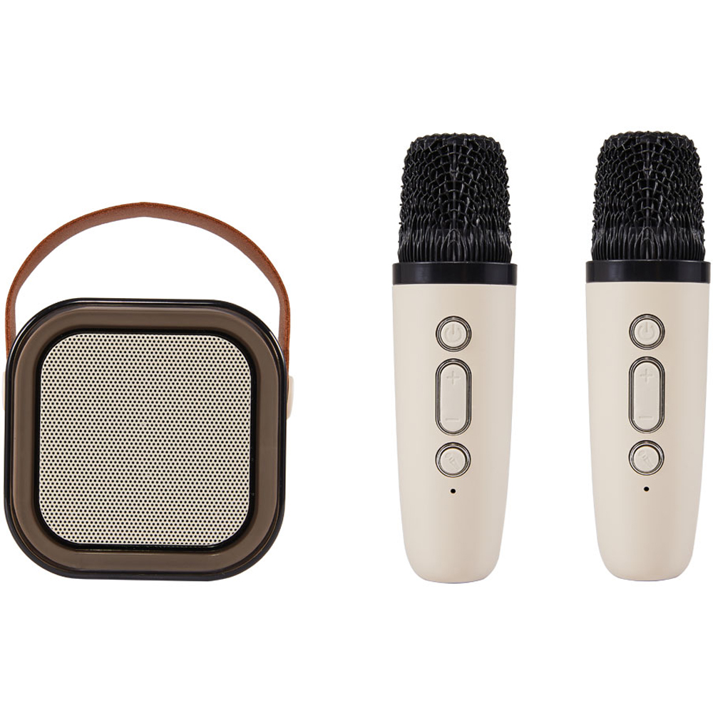 H&O Direct White Portable Karaoke Machine Microphones with Sound and Light Effects Image 1