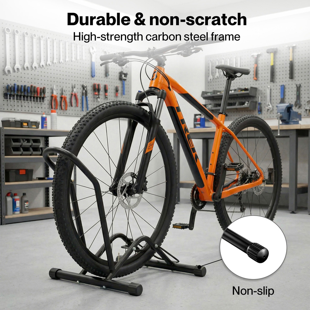 Monvelo Black Carbon Steel Adjustable Indoor Floor Bike Rack Image 5