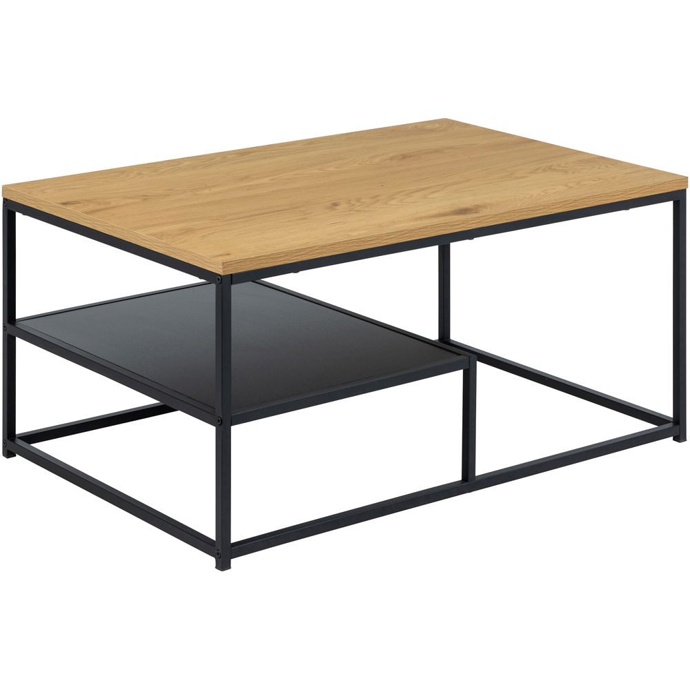 Florence Gila Single Shelf Oak and Black Coffee Table Image 2